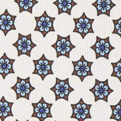 CRAVATTA SARTORIALE 9 PIEGHE IN SETA BIANCA Microfantasia fiore