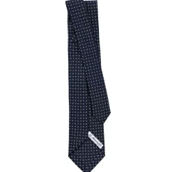 CRAVATTA SARTORIALE 9 PIEGHE IN SETA BLU SCURO Microfantasia fiore