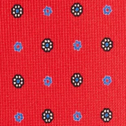 CRAVATTA SARTORIALE 5 PIEGHE IN SETA ROSSA Microfantasia fiore