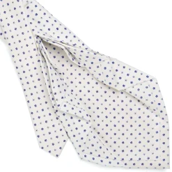 CRAVATTA SARTORIALE 9 PIEGHE IN SETA BIANCA Microfantasia fiore