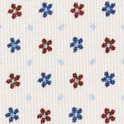 CRAVATTA SARTORIALE 7 PIEGHE IN SETA BIANCA Microfantasia fiore