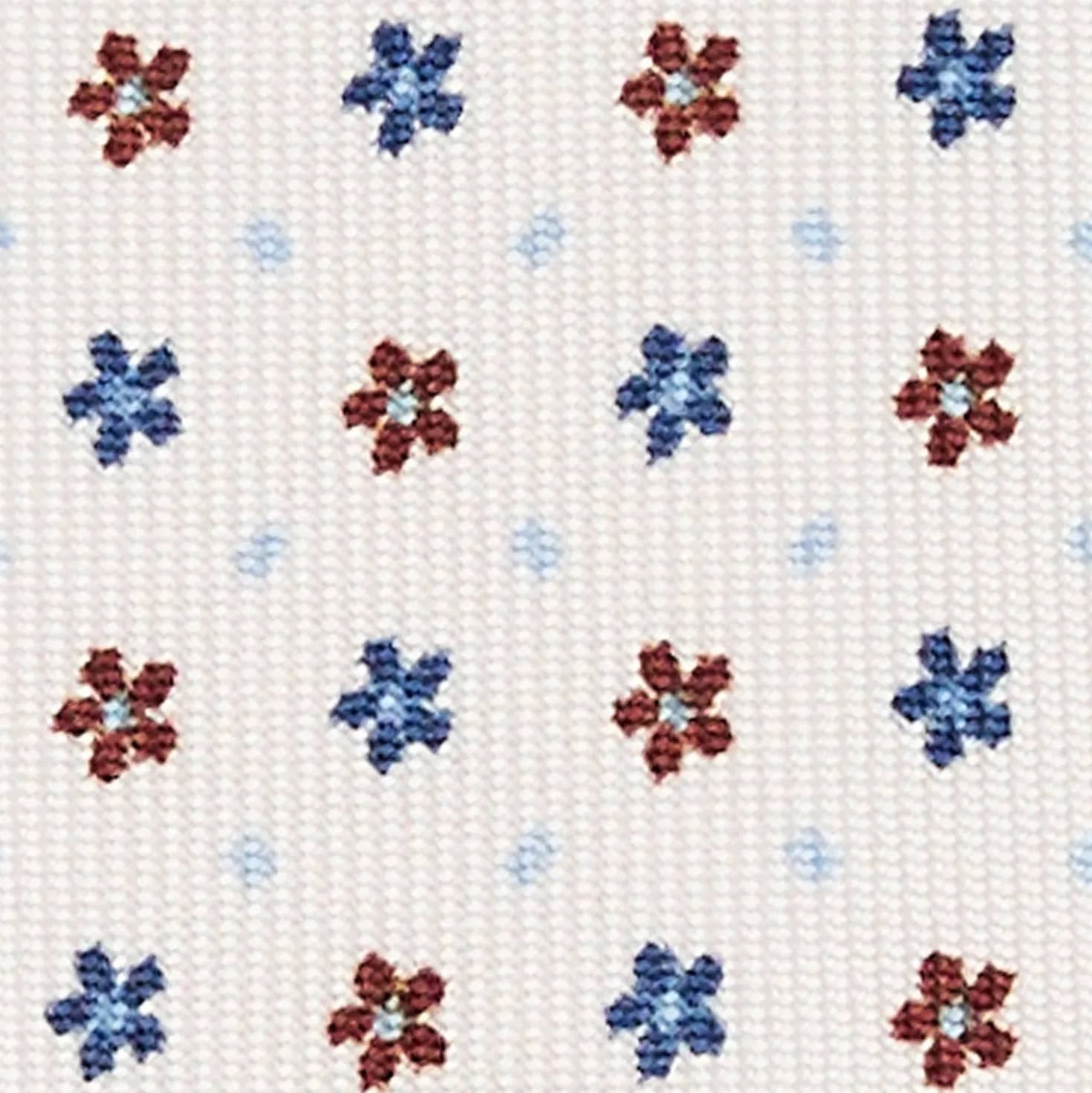 CRAVATTA SARTORIALE 7 PIEGHE IN SETA BIANCA Microfantasia fiore