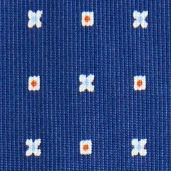 CRAVATTA SARTORIALE 9 PIEGHE IN SETA BLU Microfantasia fiore