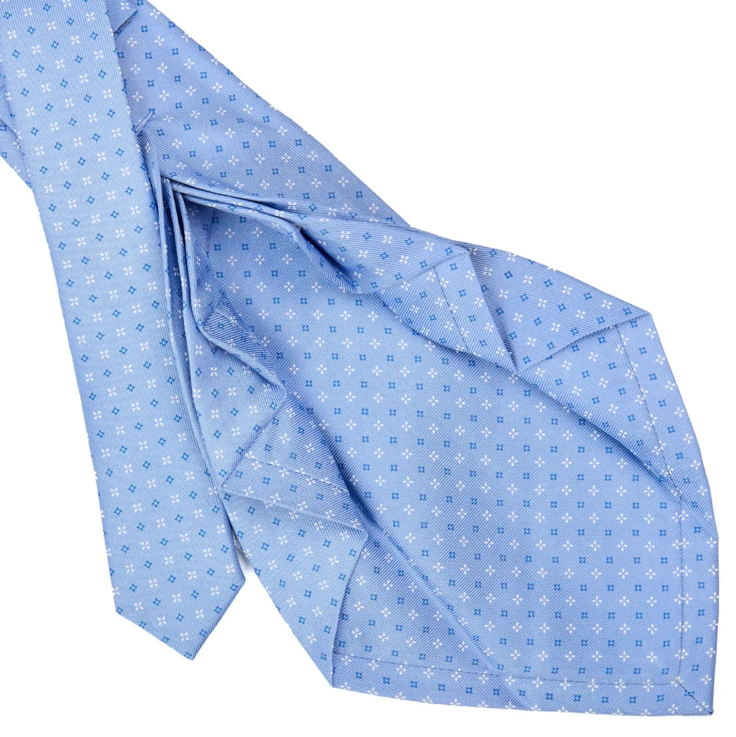 CRAVATTA SARTORIALE 9 PIEGHE IN SETA AZZURRA Microfantasia fiore