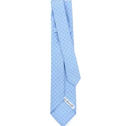 CRAVATTA SARTORIALE 9 PIEGHE IN SETA AZZURRA Microfantasia fiore