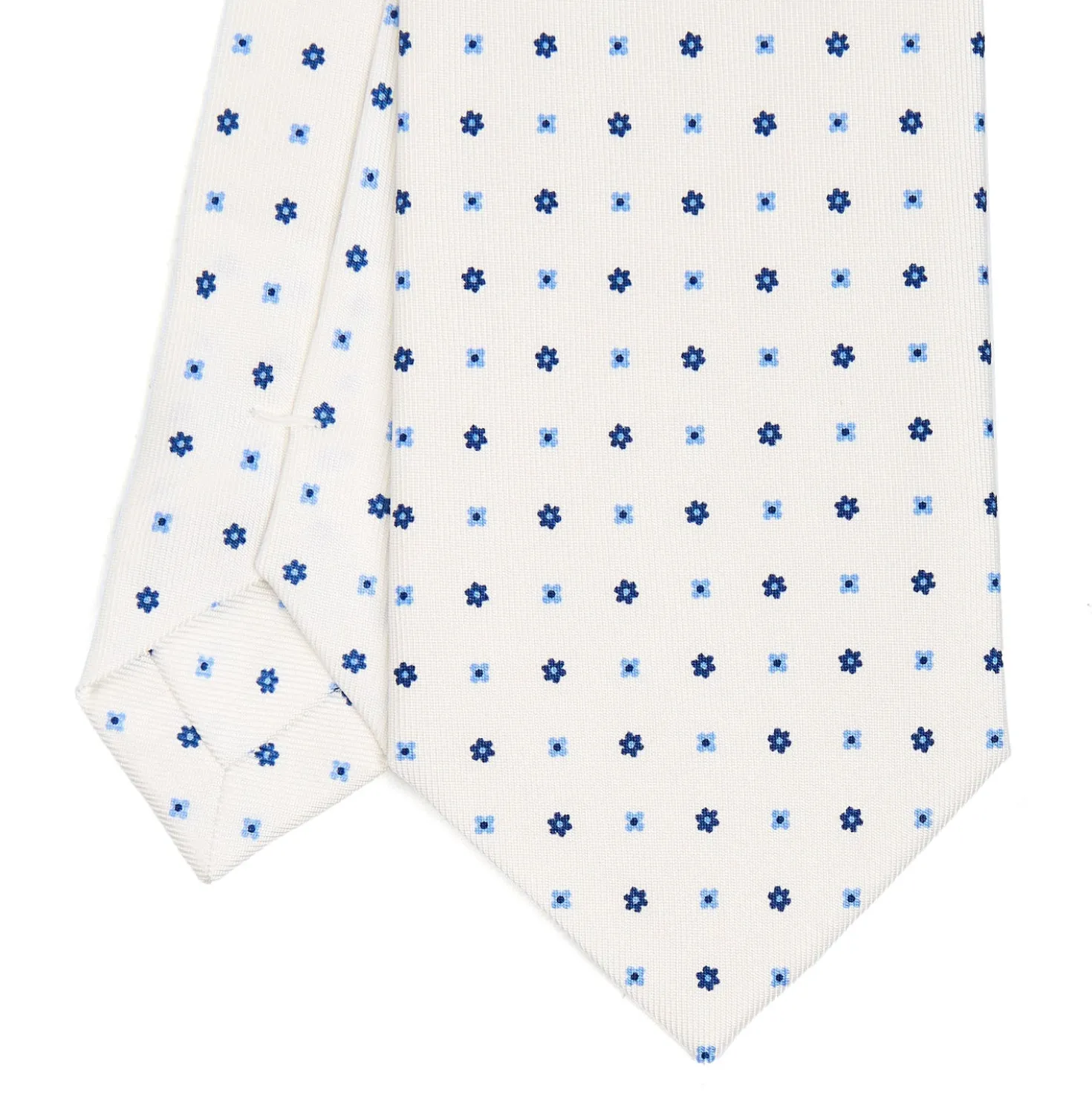 CRAVATTA SARTORIALE CLASSICA IN SETA BIANCA Microfantasia fiore