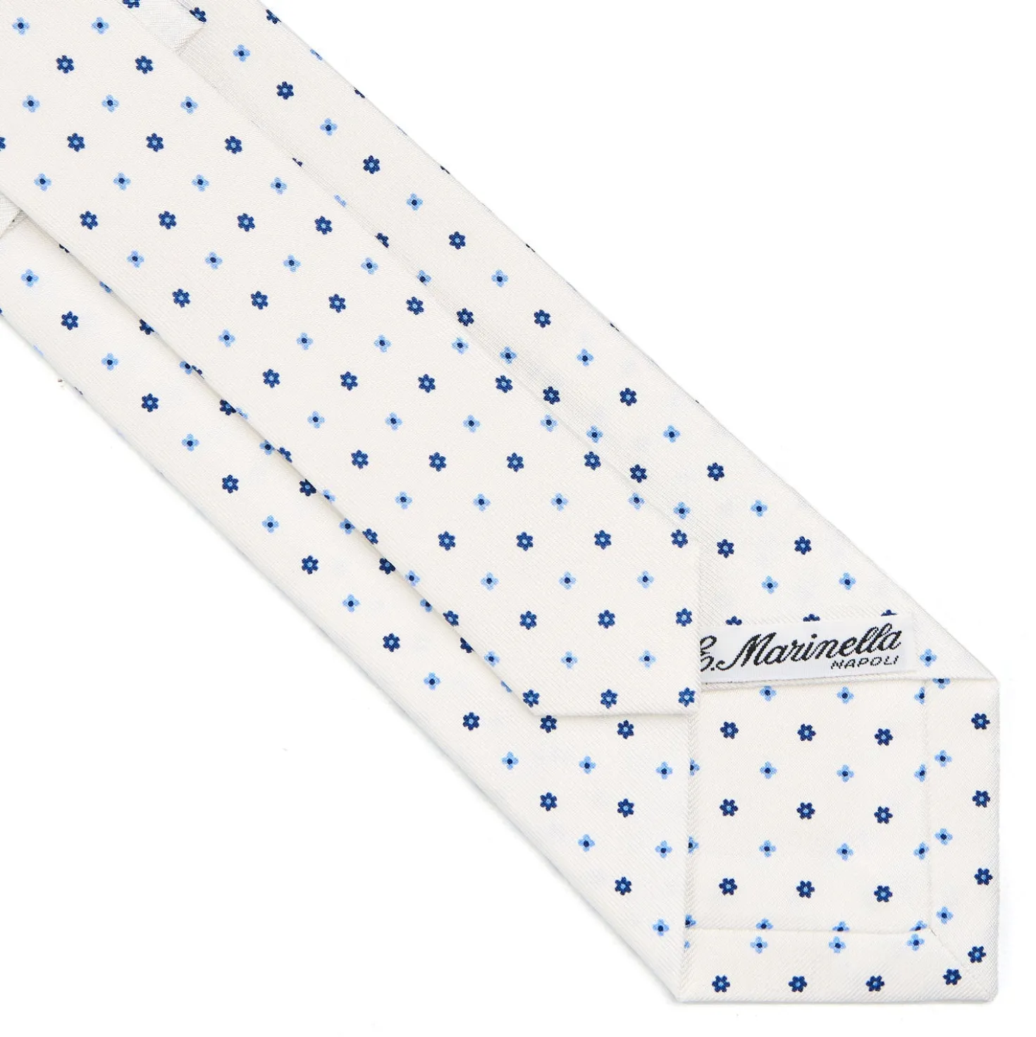 CRAVATTA SARTORIALE CLASSICA IN SETA BIANCA Microfantasia fiore
