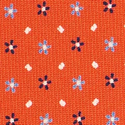 CRAVATTA SARTORIALE CLASSICA IN SETA ARANCIONE Microfantasia fiore
