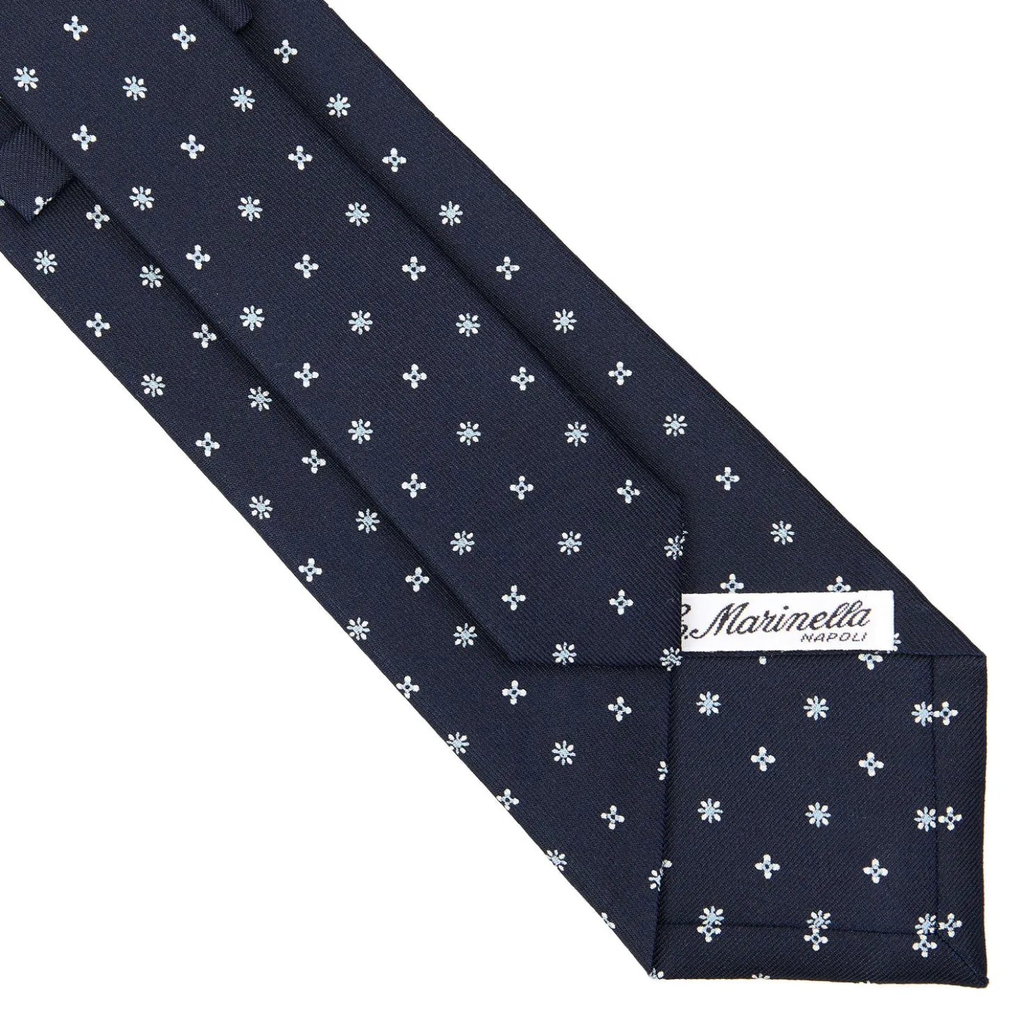 CRAVATTA SARTORIALE CLASSICA IN SETA BLU SCURO Microfantasia fiore