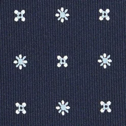 CRAVATTA SARTORIALE CLASSICA IN SETA BLU SCURO Microfantasia fiore