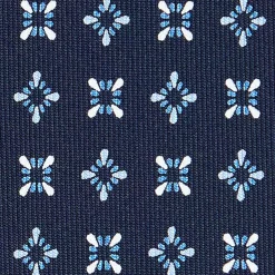 CRAVATTA SARTORIALE CLASSICA IN SETA BLU SCURO Microfantasia fiore