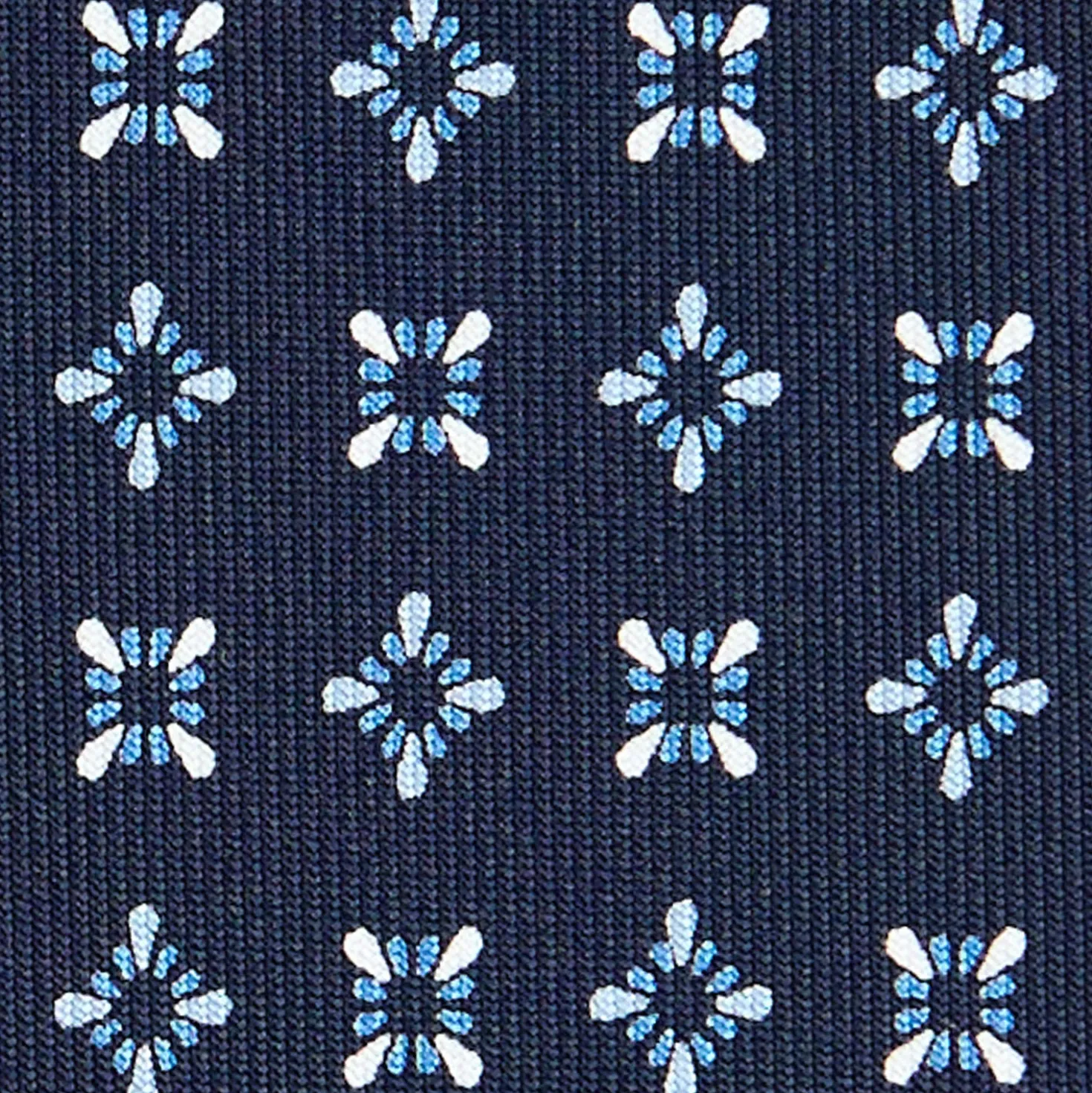 CRAVATTA SARTORIALE CLASSICA IN SETA BLU SCURO Microfantasia fiore