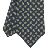CRAVATTA SARTORIALE CLASSICA IN SETA BLU SCURO Microfantasia fiore