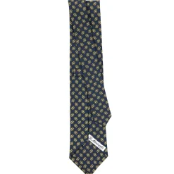 CRAVATTA SARTORIALE CLASSICA IN SETA BLU SCURO Microfantasia fiore