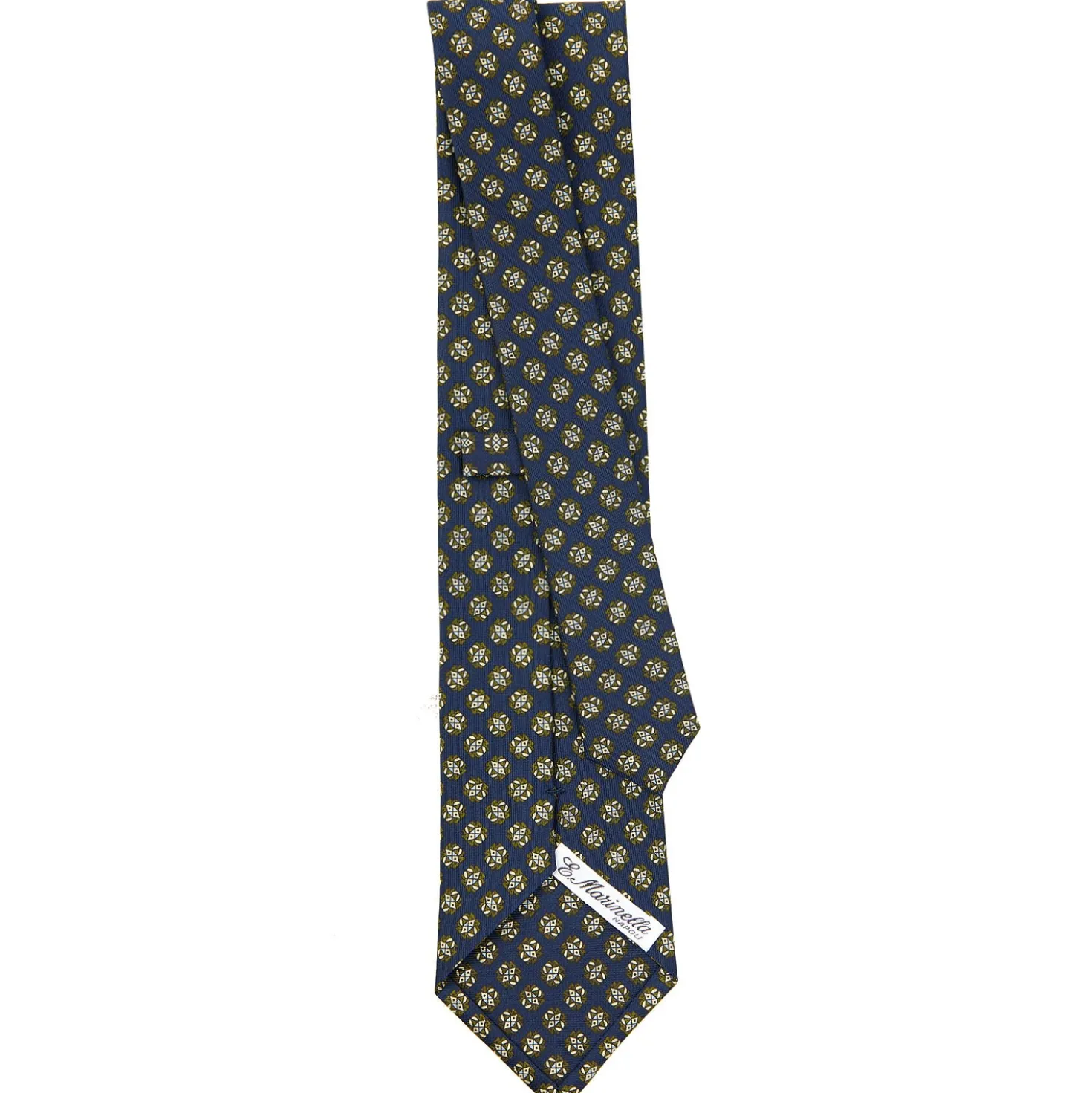 CRAVATTA SARTORIALE CLASSICA IN SETA BLU SCURO Microfantasia fiore