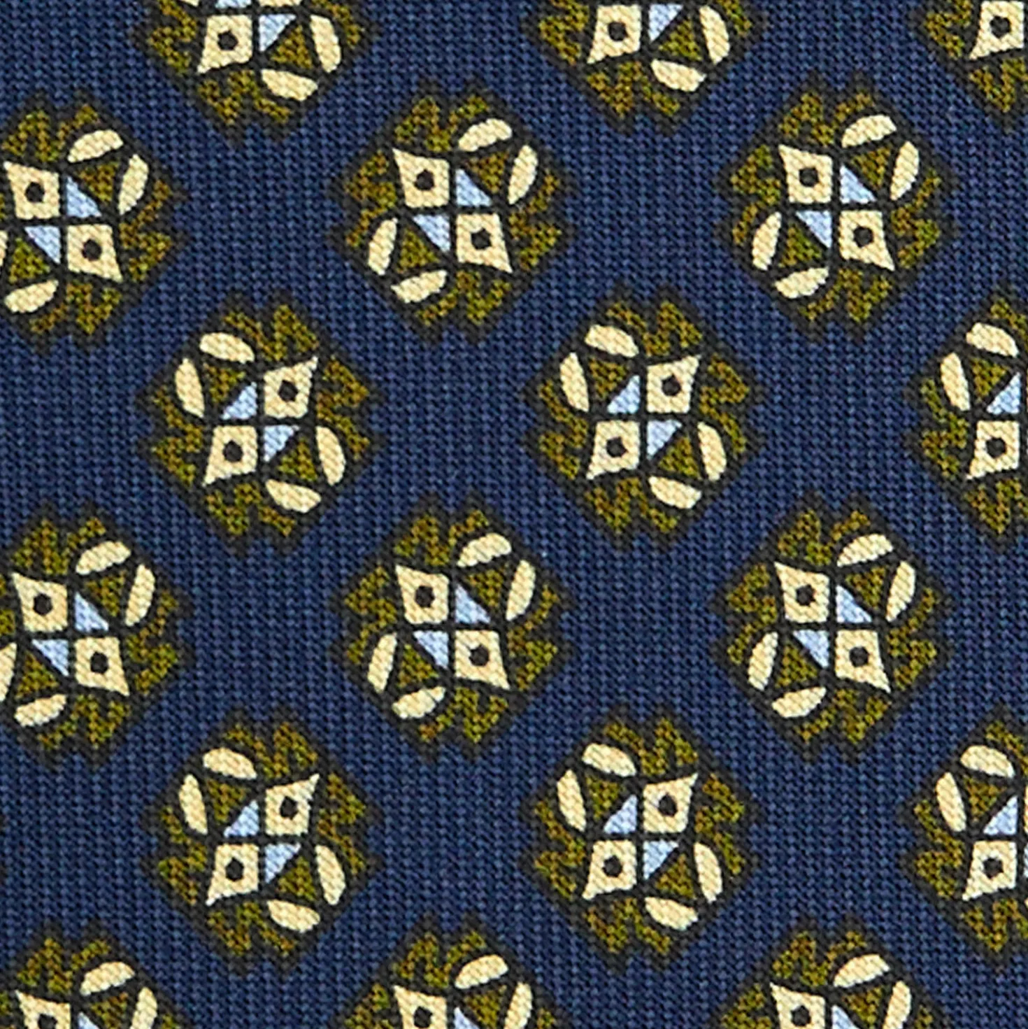 CRAVATTA SARTORIALE CLASSICA IN SETA BLU SCURO Microfantasia fiore