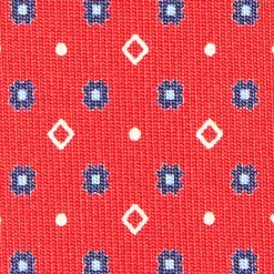 CRAVATTA SARTORIALE CLASSICA IN SETA ROSSA Microfantasia fiore