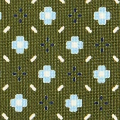 CRAVATTA SARTORIALE CLASSICA IN SETA VERDE OLIVA Microfantasia fiore