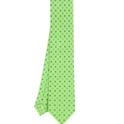 CRAVATTA SARTORIALE CLASSICA IN SETA VERDE CHIARO Microfantasia fiore