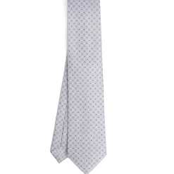 CRAVATTA SARTORIALE CLASSICA IN SETA GRIGIO CHIARO Microfantasia fiore