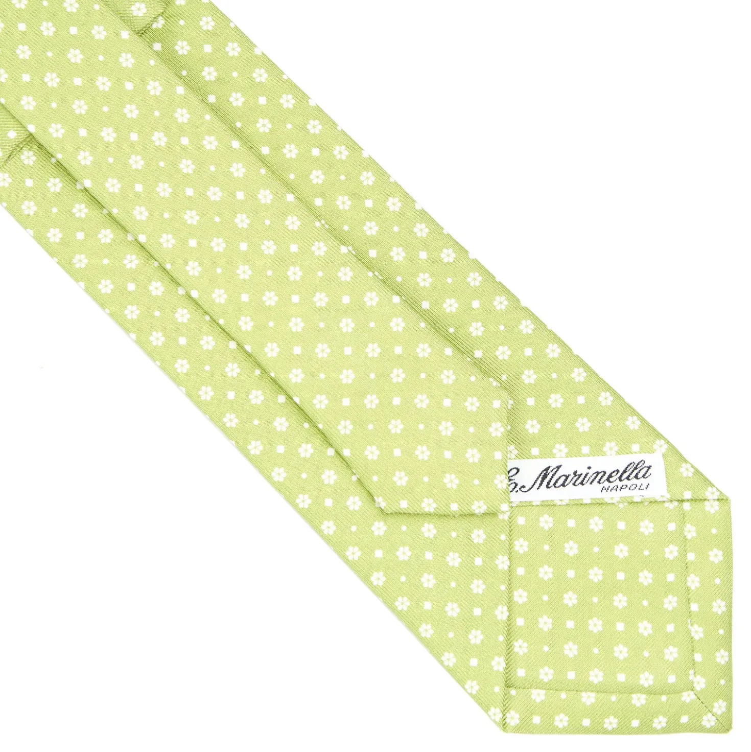 CRAVATTA SARTORIALE CLASSICA IN SETA VERDE CHIARO Microfantasia fiore