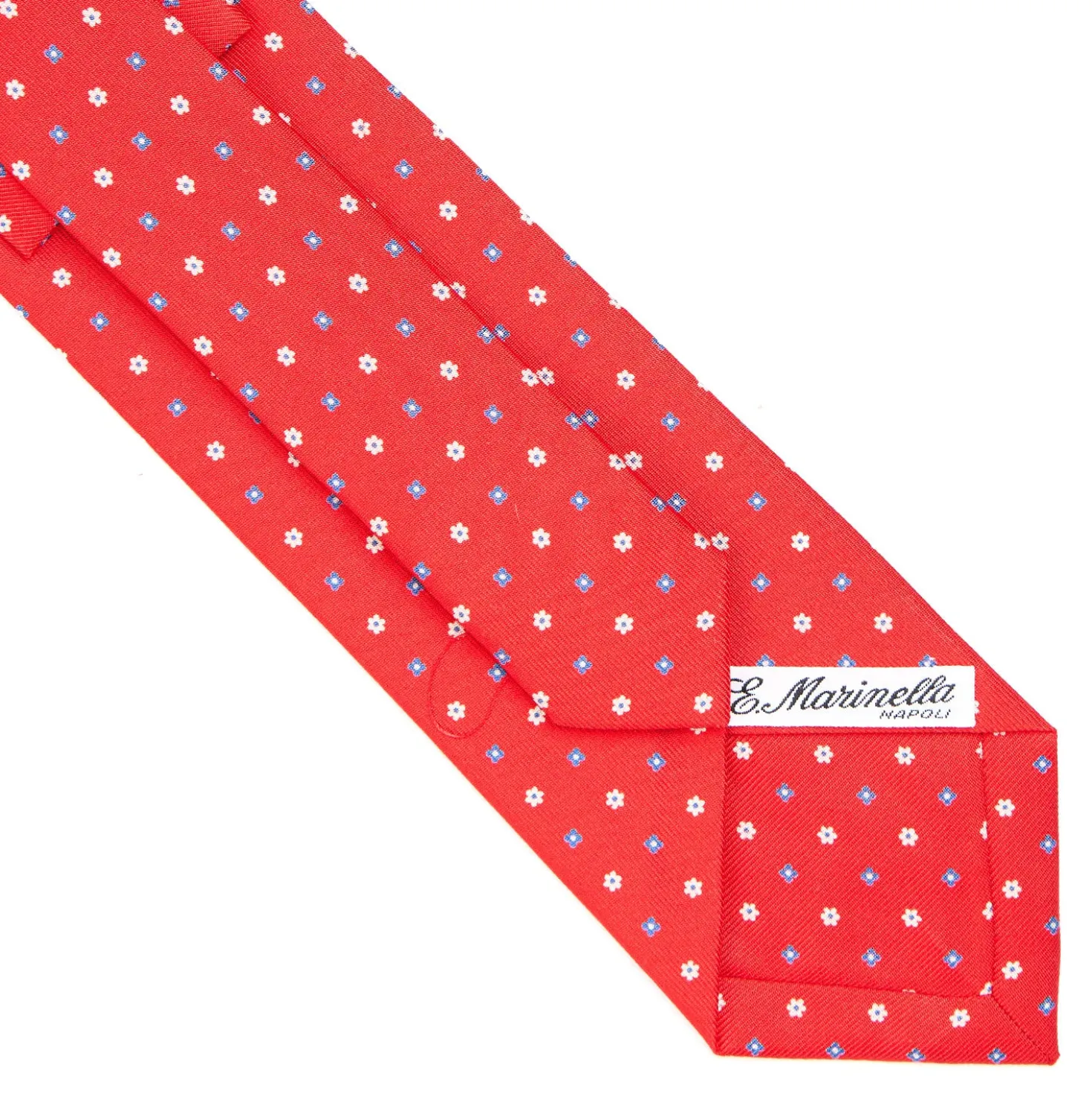 CRAVATTA SARTORIALE CLASSICA IN SETA ROSSA Microfantasia fiore
