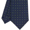 CRAVATTA SARTORIALE CLASSICA IN SETA BLU SCURO Microfantasia fiore