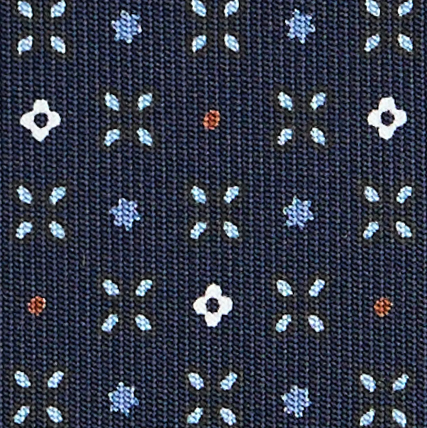 CRAVATTA SARTORIALE CLASSICA IN SETA BLU SCURO Microfantasia fiore
