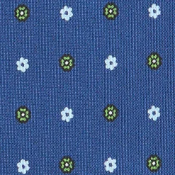 CRAVATTA SARTORIALE CLASSICA IN SETA BLU Microfantasia fiore