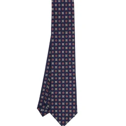 CRAVATTA SARTORIALE CLASSICA IN SETA BLU SCURO Microfantasia fiore