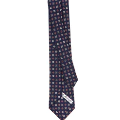 CRAVATTA SARTORIALE CLASSICA IN SETA BLU SCURO Microfantasia fiore