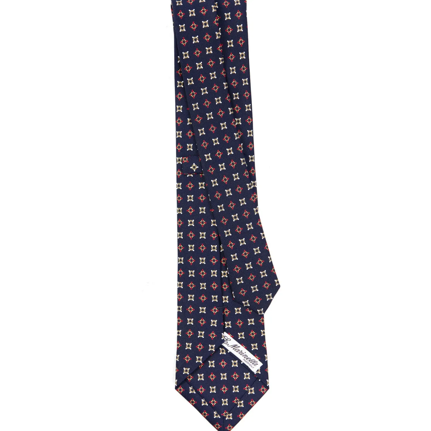 CRAVATTA SARTORIALE CLASSICA IN SETA BLU SCURO Microfantasia fiore