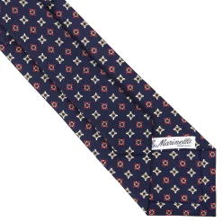 CRAVATTA SARTORIALE CLASSICA IN SETA BLU SCURO Microfantasia fiore