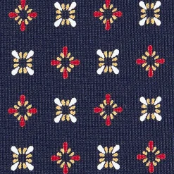 CRAVATTA SARTORIALE CLASSICA IN SETA BLU SCURO Microfantasia fiore