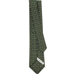 CRAVATTA SARTORIALE CLASSICA IN SETA VERDE OLIVA Microfantasia fiore