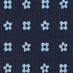 CRAVATTA SARTORIALE CLASSICA IN SETA BLU SCURO Microfantasia fiore