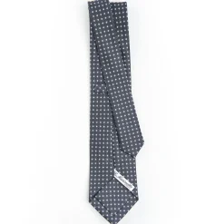 CRAVATTA SARTORIALE CLASSICA IN SETA GRIGIO SCURO Microfantasia fiore
