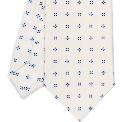CRAVATTA SARTORIALE CLASSICA IN SETA BIANCA Microfantasia fiore