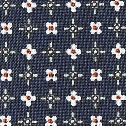 CRAVATTA SARTORIALE CLASSICA IN SETA BLU SCURO Microfantasia fiore
