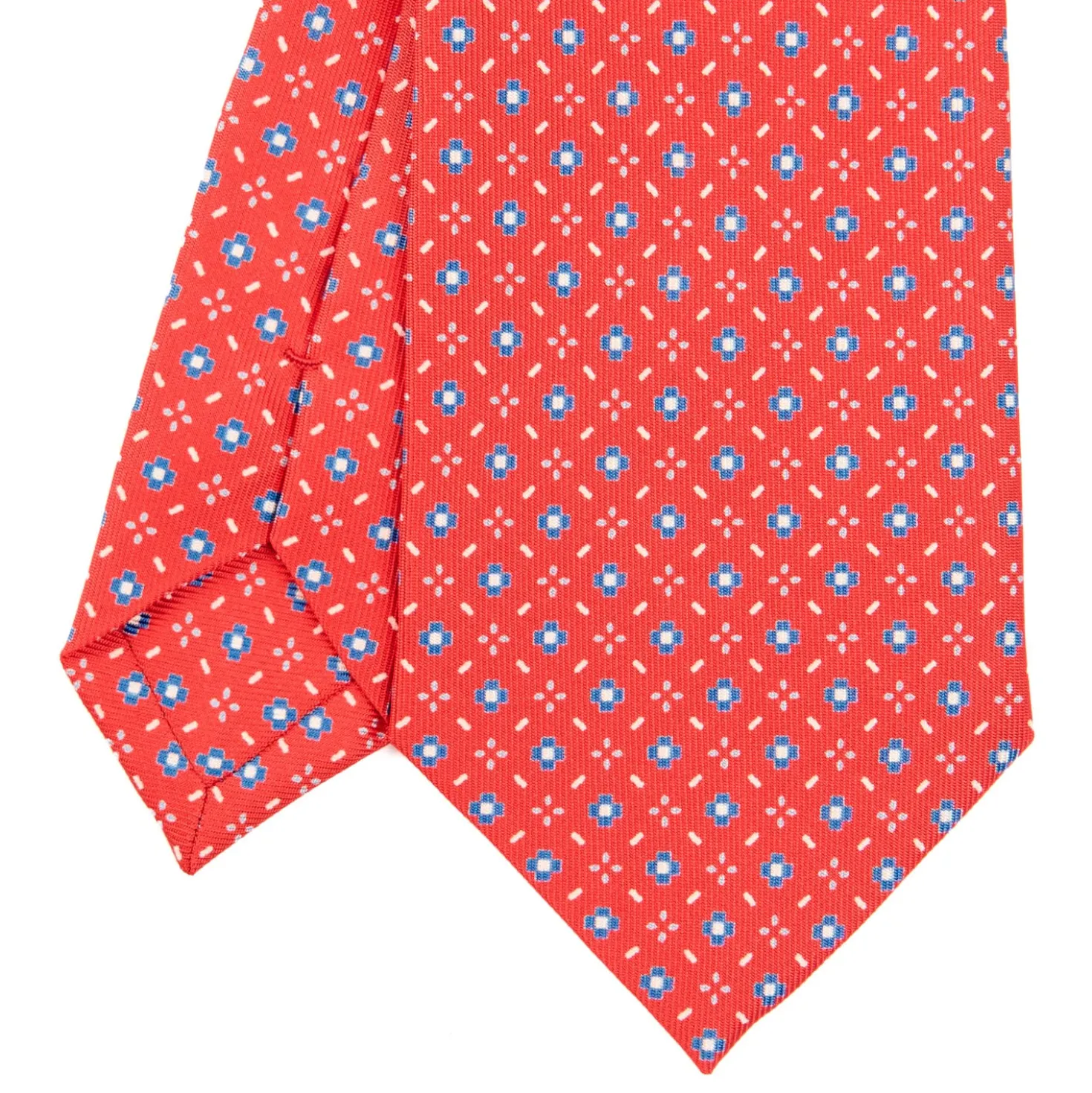 CRAVATTA SARTORIALE CLASSICA IN SETA ROSSA Microfantasia fiore