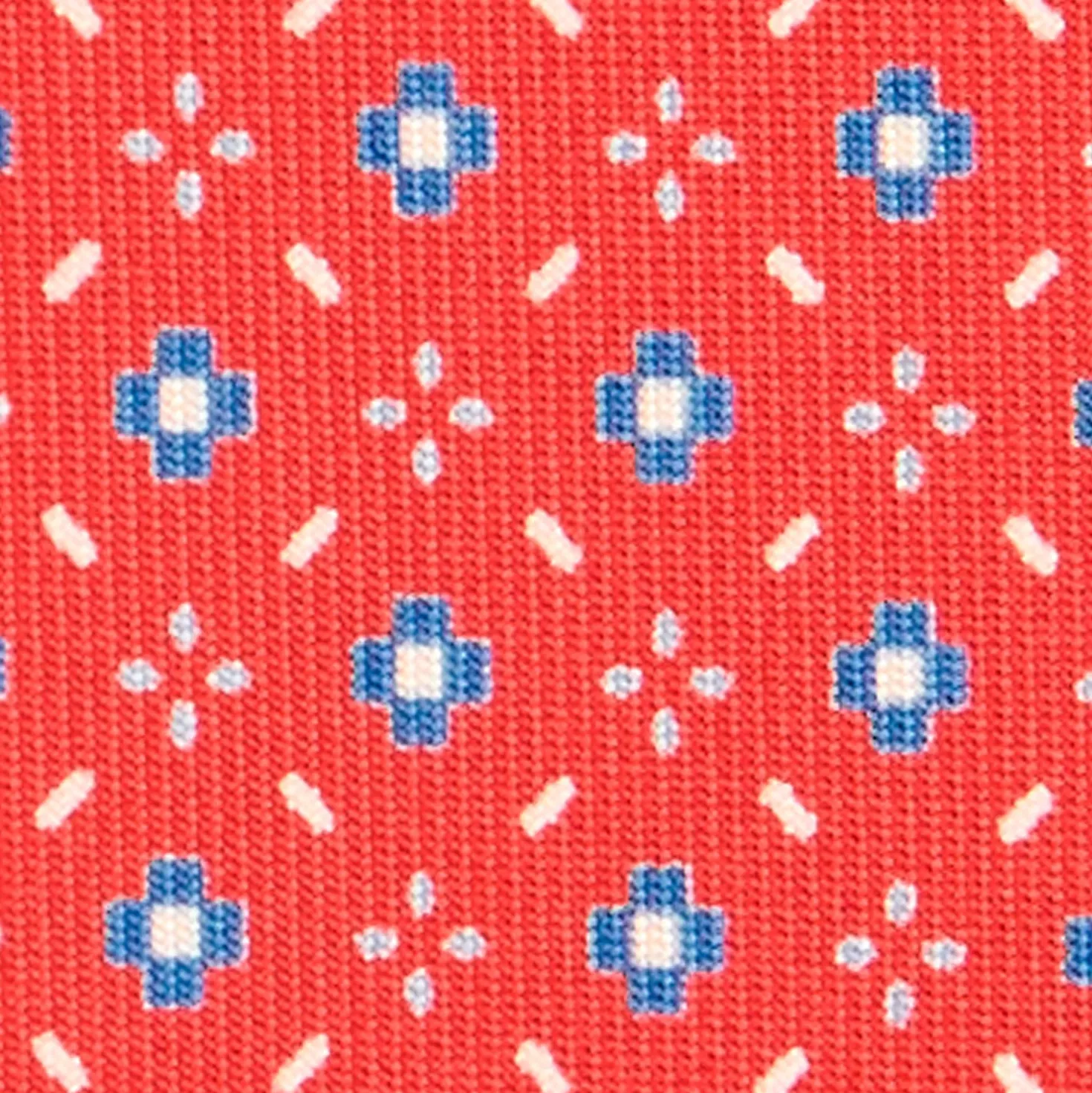 CRAVATTA SARTORIALE CLASSICA IN SETA ROSSA Microfantasia fiore