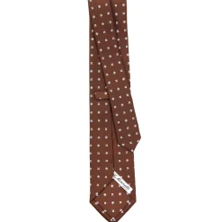 CRAVATTA SARTORIALE CLASSICA IN SETA MARRONE SCURO Microfantasia fiore