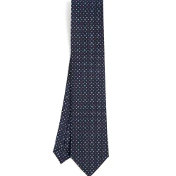 CRAVATTA SARTORIALE CLASSICA IN SETA BLU SCURO Microfantasia fiore