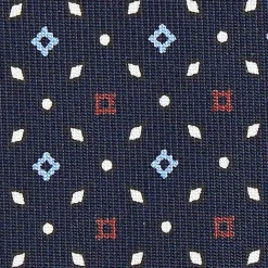 CRAVATTA SARTORIALE CLASSICA IN SETA BLU SCURO Microfantasia fiore