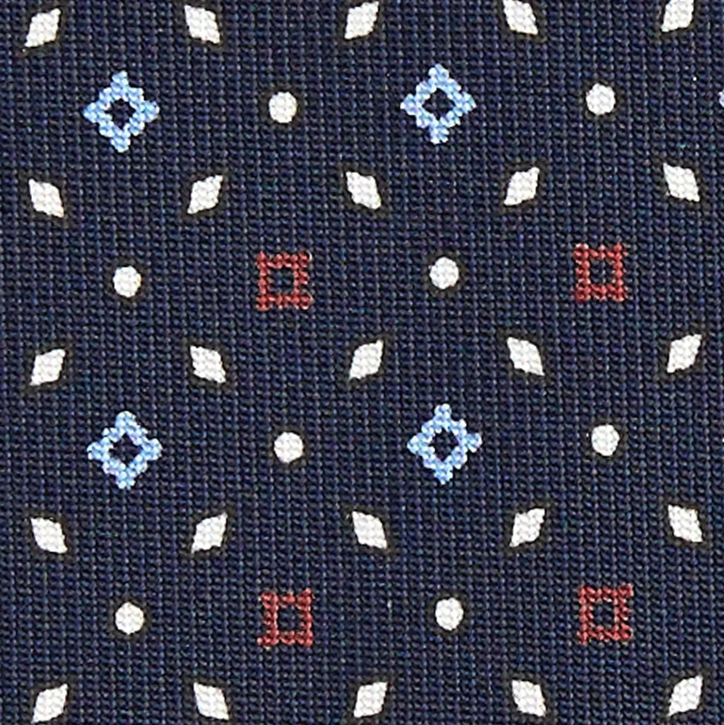 CRAVATTA SARTORIALE CLASSICA IN SETA BLU SCURO Microfantasia fiore