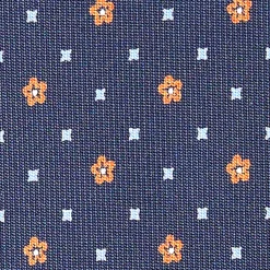 CRAVATTA SARTORIALE CLASSICA IN SETA BLU SCURO Microfantasia fiore