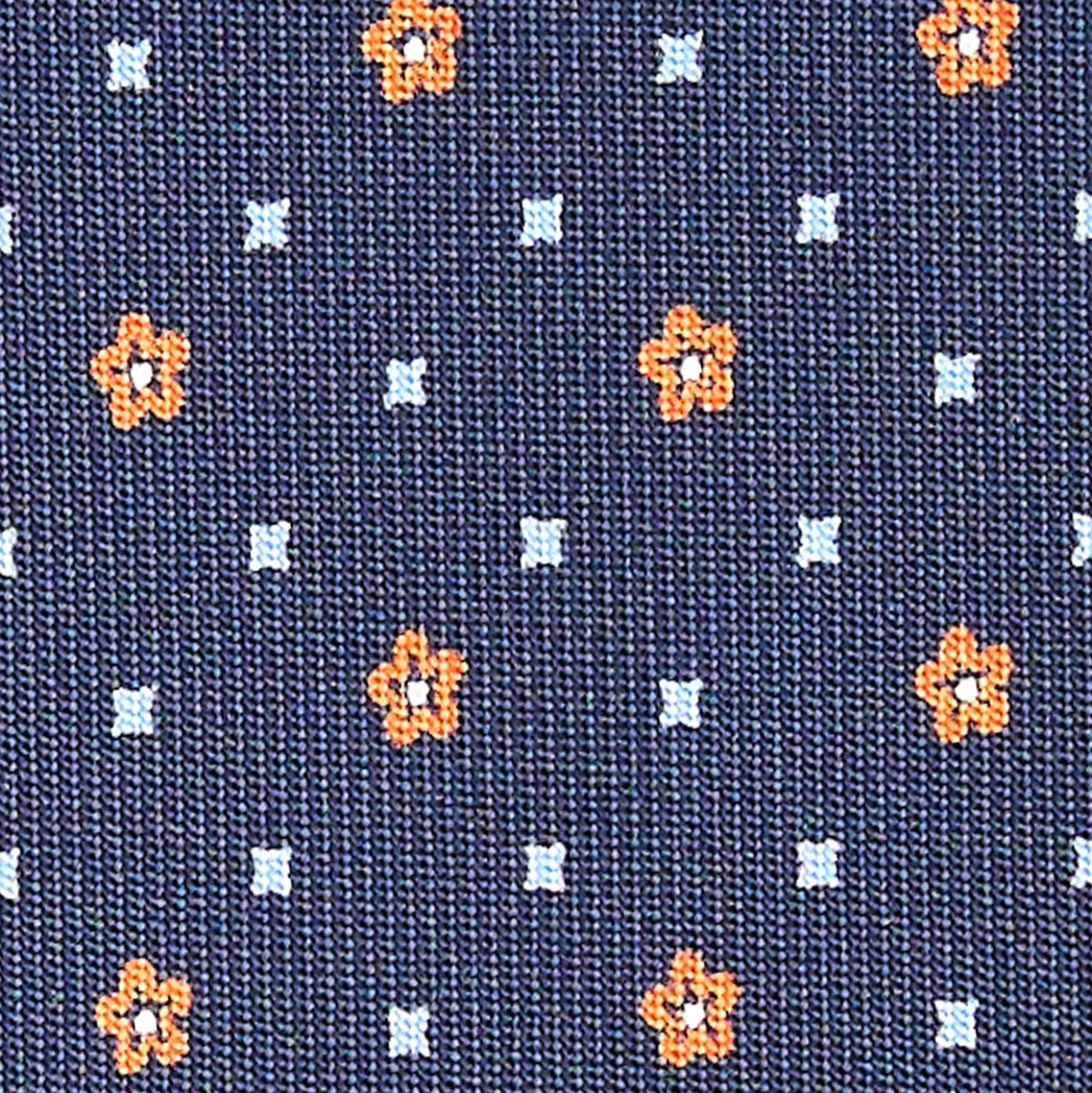 CRAVATTA SARTORIALE CLASSICA IN SETA BLU SCURO Microfantasia fiore