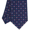 CRAVATTA SARTORIALE CLASSICA IN SETA BLU SCURO Microfantasia fiore