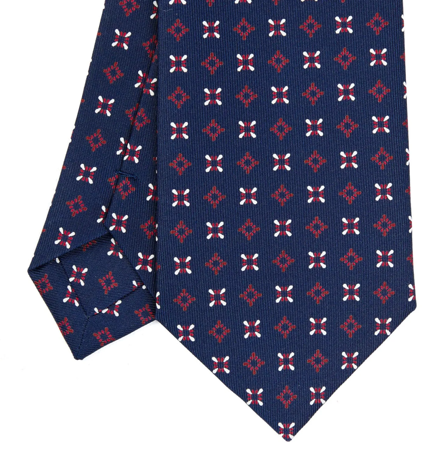 CRAVATTA SARTORIALE CLASSICA IN SETA BLU SCURO Microfantasia fiore
