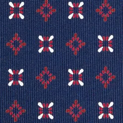 CRAVATTA SARTORIALE CLASSICA IN SETA BLU SCURO Microfantasia fiore